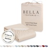 image:imageBella Coterie  Luxury Bamboo Viscose Queen Size Fitted Sheet Only  Organically Grown  Cooling For Hot Sleepers  Ultra Soft  18 Deep Pocket  With Corner Straps IvoryChampagne
