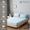image:imageBella Coterie  Luxury Bamboo Viscose Queen Size Fitted Sheet Only  Organically Grown  Cooling For Hot Sleepers  Ultra Soft  18 Deep Pocket  With Corner Straps IvoryCoastal Blue