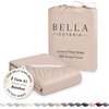 image:imageBella Coterie  Luxury Bamboo Viscose Queen Size Fitted Sheet Only  Organically Grown  Cooling For Hot Sleepers  Ultra Soft  18 Deep Pocket  With Corner Straps IvoryDusty Rose