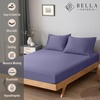 image:imageBella Coterie  Luxury Bamboo Viscose Queen Size Fitted Sheet Only  Organically Grown  Cooling For Hot Sleepers  Ultra Soft  18 Deep Pocket  With Corner Straps IvoryTwilight Blue