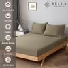 image:imageBella Coterie  Luxury Bamboo Viscose Queen Size Fitted Sheet Only  Organically Grown  Cooling For Hot Sleepers  Ultra Soft  18 Deep Pocket  With Corner Straps IvoryOlive