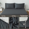 image:imageBella Coterie  Luxury Bamboo Viscose Queen Size Fitted Sheet Only  Organically Grown  Cooling For Hot Sleepers  Ultra Soft  18 Deep Pocket  With Corner Straps IvoryCharcoal Grey