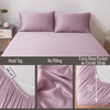 image:imageBella Coterie  Luxury Bamboo Viscose Queen Size Fitted Sheet Only  Organically Grown  Cooling For Hot Sleepers  Ultra Soft  18 Deep Pocket  With Corner Straps IvoryLilac