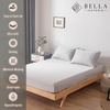 image:imageBella Coterie  Luxury Bamboo Viscose Queen Size Fitted Sheet Only  Organically Grown  Cooling For Hot Sleepers  Ultra Soft  18 Deep Pocket  With Corner Straps IvoryGrey Mist