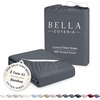 image:imageBella Coterie  Luxury Bamboo Viscose Queen Size Fitted Sheet Only  Organically Grown  Cooling For Hot Sleepers  Ultra Soft  18 Deep Pocket  With Corner Straps IvoryCharcoal Grey
