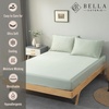 image:imageBella Coterie  Luxury Bamboo Viscose Queen Size Fitted Sheet Only  Organically Grown  Cooling For Hot Sleepers  Ultra Soft  18 Deep Pocket  With Corner Straps IvorySea Glass