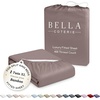 image:imageBella Coterie  Luxury Bamboo Viscose Queen Size Fitted Sheet Only  Organically Grown  Cooling For Hot Sleepers  Ultra Soft  18 Deep Pocket  With Corner Straps IvoryMocha