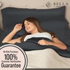 image:imageBella Coterie  Luxury Bamboo Viscose Queen Size Fitted Sheet Only  Organically Grown  Cooling For Hot Sleepers  Ultra Soft  18 Deep Pocket  With Corner Straps IvoryCharcoal Grey