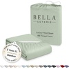 image:imageBella Coterie  Luxury Bamboo Viscose Queen Size Fitted Sheet Only  Organically Grown  Cooling For Hot Sleepers  Ultra Soft  18 Deep Pocket  With Corner Straps IvorySea Glass