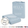 image:imageBella Coterie  Luxury Bamboo Viscose Queen Size Fitted Sheet Only  Organically Grown  Cooling For Hot Sleepers  Ultra Soft  18 Deep Pocket  With Corner Straps IvoryCoastal Blue