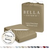 image:imageBella Coterie  Luxury Bamboo Viscose Queen Size Fitted Sheet Only  Organically Grown  Cooling For Hot Sleepers  Ultra Soft  18 Deep Pocket  With Corner Straps IvoryOlive