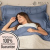 image:imageBella Coterie  Luxury Bamboo Viscose Queen Size Fitted Sheet Only  Organically Grown  Cooling For Hot Sleepers  Ultra Soft  18 Deep Pocket  With Corner Straps IvorySlate Blue
