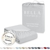 image:imageBella Coterie  Luxury Bamboo Viscose Queen Size Fitted Sheet Only  Organically Grown  Cooling For Hot Sleepers  Ultra Soft  18 Deep Pocket  With Corner Straps IvoryGrey Mist