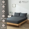 image:imageBella Coterie  Luxury Bamboo Viscose Queen Size Fitted Sheet Only  Organically Grown  Cooling For Hot Sleepers  Ultra Soft  18 Deep Pocket  With Corner Straps IvoryCharcoal Grey