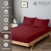 image:imageBella Coterie  Luxury Bamboo Viscose Queen Size Fitted Sheet Only  Organically Grown  Cooling For Hot Sleepers  Ultra Soft  18 Deep Pocket  With Corner Straps IvoryMerlot