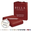 image:imageBella Coterie  Luxury Bamboo Viscose Queen Size Fitted Sheet Only  Organically Grown  Cooling For Hot Sleepers  Ultra Soft  18 Deep Pocket  With Corner Straps IvoryMerlot