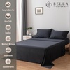 image:imageBella Coterie  Luxury Bamboo Viscose Queen Size Flat Sheet Only  1 Piece  Organically Grown  Cooling for Hot Sleepers  Ultra Soft  Oversized Sea GlassBlack