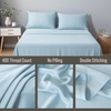 image:imageBella Coterie  Luxury Bamboo Viscose Queen Size Flat Sheet Only  1 Piece  Organically Grown  Cooling for Hot Sleepers  Ultra Soft  Oversized Sea GlassCoastal Blue