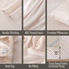 image:imageBella Coterie  Luxury Bamboo Viscose Standard Size Pillowcase Set  Organically Grown  Cooling For Hot Sleepers  Ultra Soft  Hypoallergenic  2 Pillowcases WhiteStriped Dune