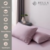 image:imageBella Coterie  Luxury Bamboo Viscose Standard Size Pillowcase Set  Organically Grown  Cooling For Hot Sleepers  Ultra Soft  Hypoallergenic  2 Pillowcases WhiteLilac