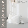 image:imageBella Coterie  Luxury Bamboo Viscose Standard Size Pillowcase Set  Organically Grown  Cooling For Hot Sleepers  Ultra Soft  Hypoallergenic  2 Pillowcases WhiteStriped Coastal Blue