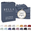 image:imageBella Coterie Luxury Bamboo Viscose King Size Sheet Set  Organically Grown  Cooling  Ultra Soft amp Breathable  18 Deep Pocket w Corner Straps  Hypoallergenic White04  Slate Blue