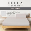 image:imageBella Coterie Luxury Bamboo Viscose King Size Sheet Set  Organically Grown  Cooling  Ultra Soft amp Breathable  18 Deep Pocket w Corner Straps  Hypoallergenic White22  Striped Dune