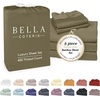 image:imageBella Coterie Luxury Bamboo Viscose King Size Sheet Set  Organically Grown  Cooling  Ultra Soft amp Breathable  18 Deep Pocket w Corner Straps  Hypoallergenic White14  Olive
