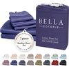 image:imageBella Coterie Luxury Bamboo Viscose King Size Sheet Set  Organically Grown  Cooling  Ultra Soft amp Breathable  18 Deep Pocket w Corner Straps  Hypoallergenic White13  Twilight Blue