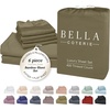 image:imageBella Coterie Luxury Bamboo Viscose King Size Sheet Set  Organically Grown  Cooling  Ultra Soft amp Breathable  18 Deep Pocket w Corner Straps  Hypoallergenic White14  Olive