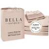 image:imageBella Coterie Luxury Bamboo Viscose King Size Sheet Set  Organically Grown  Cooling  Ultra Soft amp Breathable  18 Deep Pocket w Corner Straps  Hypoallergenic White18  Dusty Rose
