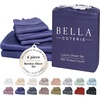 image:imageBella Coterie Luxury Bamboo Viscose King Size Sheet Set  Organically Grown  Cooling  Ultra Soft amp Breathable  18 Deep Pocket w Corner Straps  Hypoallergenic White13  Twilight Blue