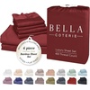 image:imageBella Coterie Luxury Bamboo Viscose King Size Sheet Set  Organically Grown  Cooling  Ultra Soft amp Breathable  18 Deep Pocket w Corner Straps  Hypoallergenic White17  Merlot