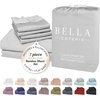 image:imageBella Coterie Luxury Bamboo Viscose King Size Sheet Set  Organically Grown  Cooling  Ultra Soft amp Breathable  18 Deep Pocket w Corner Straps  Hypoallergenic White05  Grey Mist