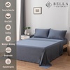 image:imageBella Coterie Luxury Bamboo Viscose King Size Sheet Set  Organically Grown  Cooling  Ultra Soft amp Breathable  18 Deep Pocket w Corner Straps  Hypoallergenic White04  Slate Blue