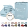 image:imageBella Coterie Luxury Bamboo Viscose King Size Sheet Set  Organically Grown  Cooling  Ultra Soft amp Breathable  18 Deep Pocket w Corner Straps  Hypoallergenic White06  Coastal Blue