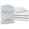 image:imageBella Coterie Luxury Bamboo Viscose King Size Sheet Set  Organically Grown  Cooling  Ultra Soft amp Breathable  18 Deep Pocket w Corner Straps  Hypoallergenic White23  Striped Coastal Blue