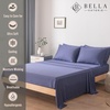 image:imageBella Coterie Luxury Bamboo Viscose King Size Sheet Set  Organically Grown  Cooling  Ultra Soft amp Breathable  18 Deep Pocket w Corner Straps  Hypoallergenic White13  Twilight Blue