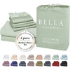 image:imageBella Coterie Luxury Bamboo Viscose King Size Sheet Set  Organically Grown  Cooling  Ultra Soft amp Breathable  18 Deep Pocket w Corner Straps  Hypoallergenic White07  Sea Glass