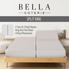 image:imageBella Coterie Luxury Bamboo Viscose King Size Sheet Set  Organically Grown  Cooling  Ultra Soft amp Breathable  18 Deep Pocket w Corner Straps  Hypoallergenic White22  Striped Dune
