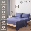 image:imageBella Coterie Luxury Bamboo Viscose King Size Sheet Set  Organically Grown  Cooling  Ultra Soft amp Breathable  18 Deep Pocket w Corner Straps  Hypoallergenic White13  Twilight Blue