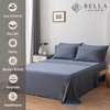 image:imageBella Coterie Luxury Bamboo Viscose King Size Sheet Set  Organically Grown  Cooling  Ultra Soft amp Breathable  18 Deep Pocket w Corner Straps  Hypoallergenic White04  Slate Blue