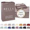 image:imageBella Coterie Luxury Bamboo Viscose King Size Sheet Set  Organically Grown  Cooling  Ultra Soft amp Breathable  18 Deep Pocket w Corner Straps  Hypoallergenic White09  Mocha