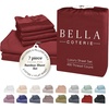 image:imageBella Coterie Luxury Bamboo Viscose King Size Sheet Set  Organically Grown  Cooling  Ultra Soft amp Breathable  18 Deep Pocket w Corner Straps  Hypoallergenic White17  Merlot