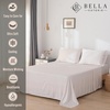 image:imageBella Coterie Luxury Bamboo Viscose King Size Sheet Set  Organically Grown  Cooling  Ultra Soft amp Breathable  18 Deep Pocket w Corner Straps  Hypoallergenic White22  Striped Dune