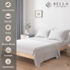 image:imageBella Coterie Luxury Bamboo Viscose King Size Sheet Set  Organically Grown  Cooling  Ultra Soft amp Breathable  18 Deep Pocket w Corner Straps  Hypoallergenic White05  Grey Mist