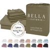 image:imageBella Coterie Luxury Bamboo Viscose King Size Sheet Set  Organically Grown  Cooling  Ultra Soft amp Breathable  18 Deep Pocket w Corner Straps  Hypoallergenic White14  Olive