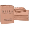 image:imageBella Coterie Luxury Bamboo Viscose King Size Sheet Set  Organically Grown  Cooling  Ultra Soft amp Breathable  18 Deep Pocket w Corner Straps  Hypoallergenic White20  Terracotta