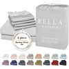 image:imageBella Coterie Luxury Bamboo Viscose King Size Sheet Set  Organically Grown  Cooling  Ultra Soft amp Breathable  18 Deep Pocket w Corner Straps  Hypoallergenic White05  Grey Mist