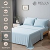 image:imageBella Coterie Luxury Bamboo Viscose King Size Sheet Set  Organically Grown  Cooling  Ultra Soft amp Breathable  18 Deep Pocket w Corner Straps  Hypoallergenic White06  Coastal Blue